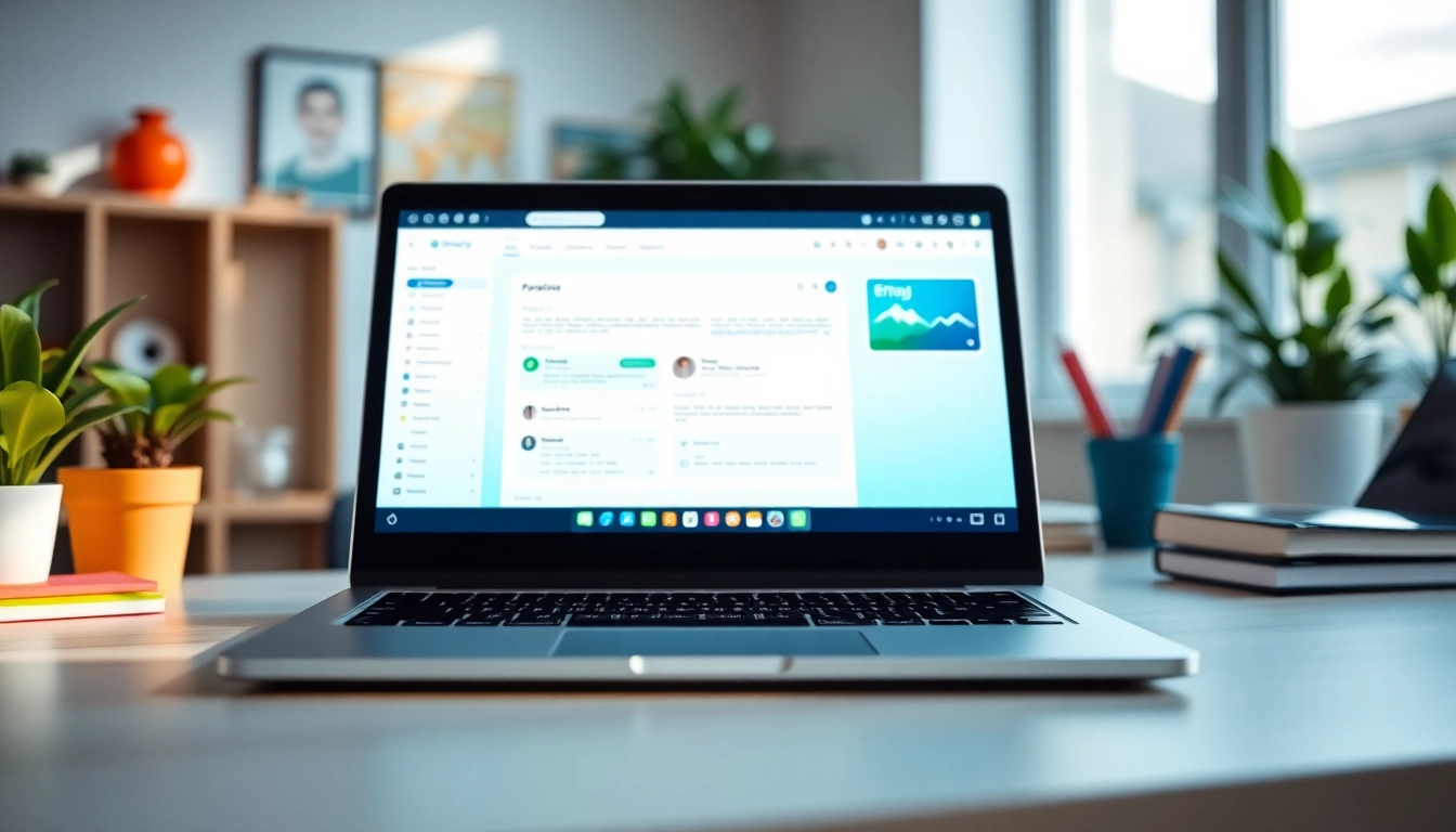 Manage your temporary email swiftly in a modern workspace with a sleek digital interface.
